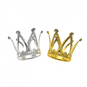 Silver and Gold Crown Cake Topper (Set of 2)(রূপা ও সোনার মুকুট কেক টপার (২টির সেট)